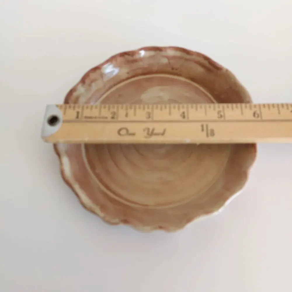 Handmade Ceramic Berry Bowl with Saucer Trinket Dish Signed Cottagecore Boho
